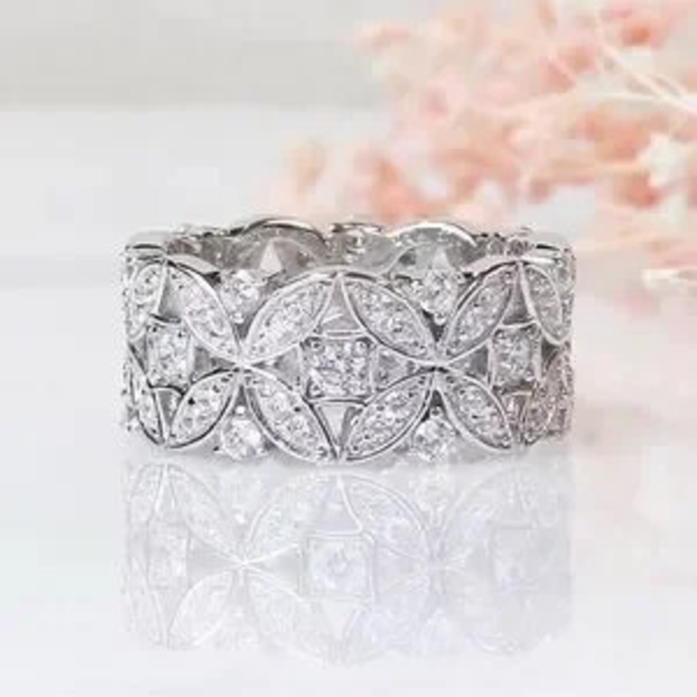 ?? Classic Bridal Silver Floral Ring